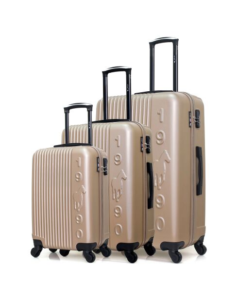 3 einfache Allradkoffer von Liam 55/65/75 cm, beige