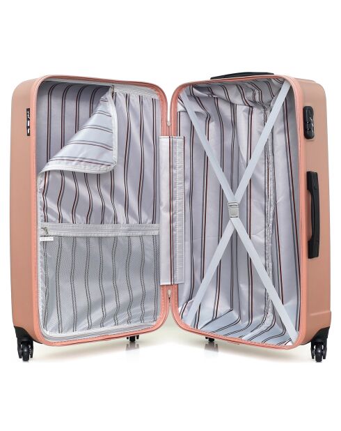 3 Valises 4 roues simples Liam 55/65/75 cm rose doré