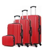 3 einfache Lipari-C Koffer mit 4 Rädern, 30/55/65/75 cm, mit rotem Waschtisch