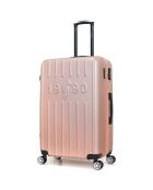 Valise Moyen Séjour 4 roues simples Archie 65 cm rose doré