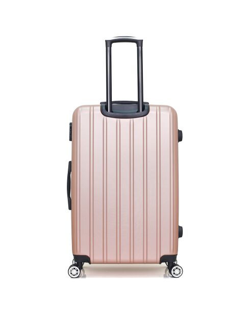 Valise Moyen Séjour 4 roues simples Archie 65 cm rose doré