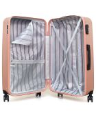Valise Moyen Séjour 4 roues simples Archie 65 cm rose doré