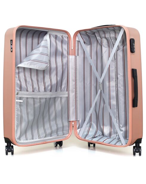 Valise Moyen Séjour 4 roues simples Archie 65 cm rose doré