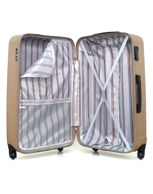 Liam Medium Stay Koffer met 4 enkele wielen 65 cm beige