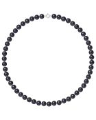 Witgouden ringketting zwarte ronde zoetwaterparels