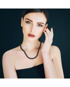 Witgouden ringketting zwarte ronde zoetwaterparels