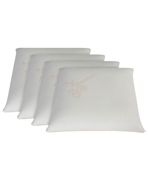 4 Oreillers à Mémoire de forme BIO blancs - 60x60 cm