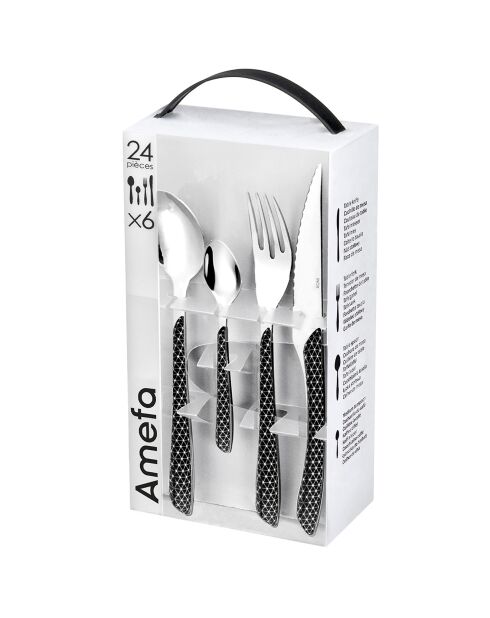 Ménagère Solstice noir/blanc - 24 pièces