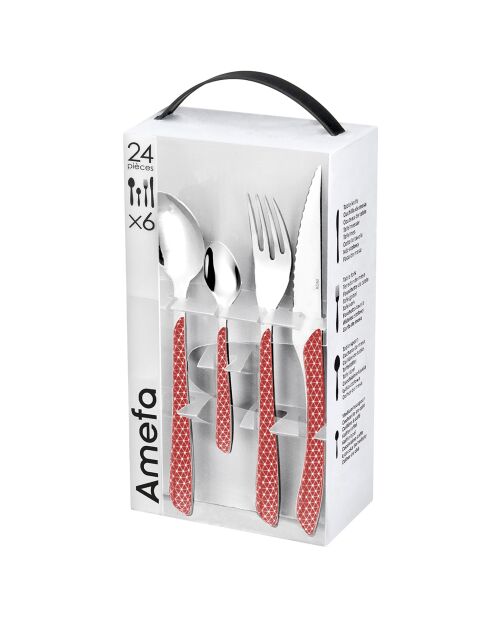 Ménagère Solstice rouge/blanc - 24 pièces