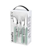 Juego de cubiertos Solstice verde/blanco - 24 piezas