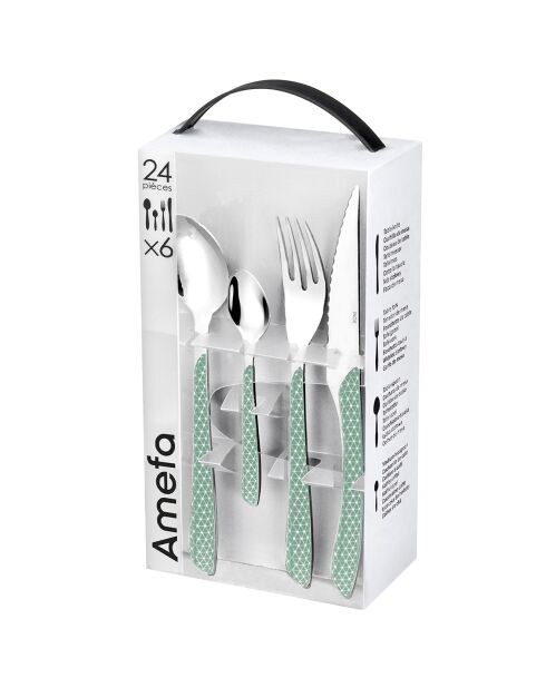 Ménagère Solstice vert/blanc - 24 pièces