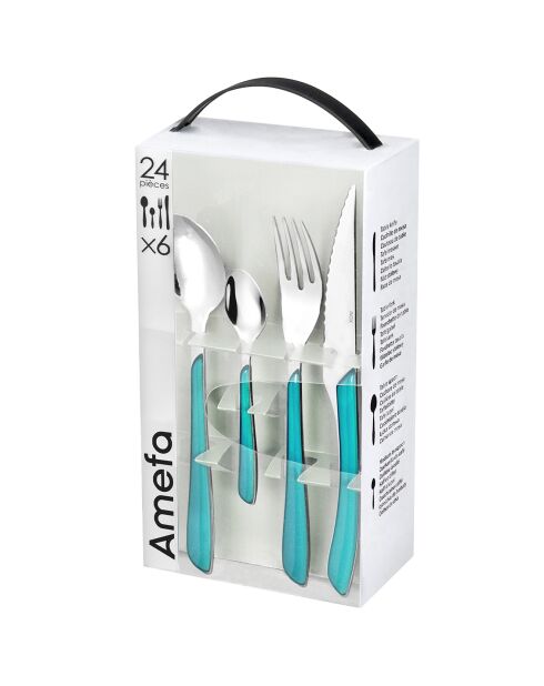 Ménagère Solstice turquoise - 24 pièces