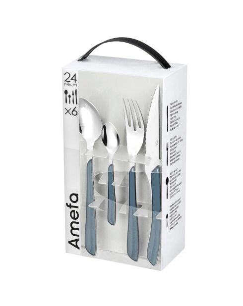 Ménagère Solstice bleu denim - 24 pièces