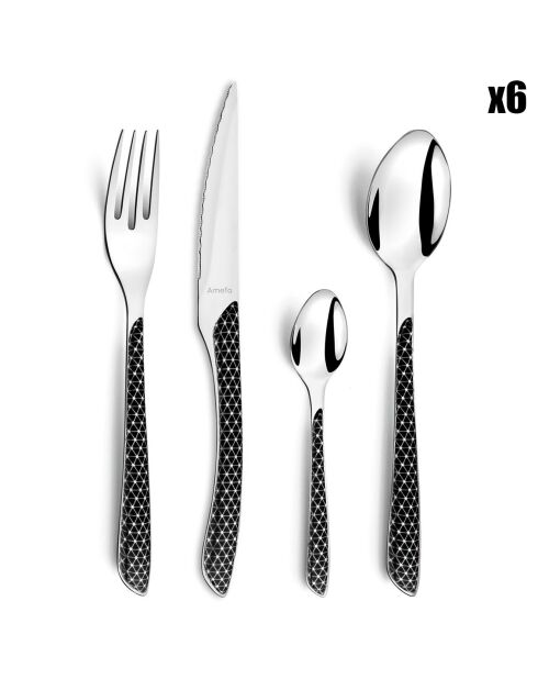 Ménagère Solstice noir/blanc - 24 pièces