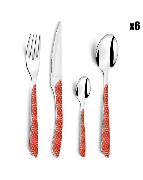 Ménagère Solstice rouge/blanc - 24 pièces