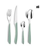 Juego de cubiertos Solstice verde/blanco - 24 piezas
