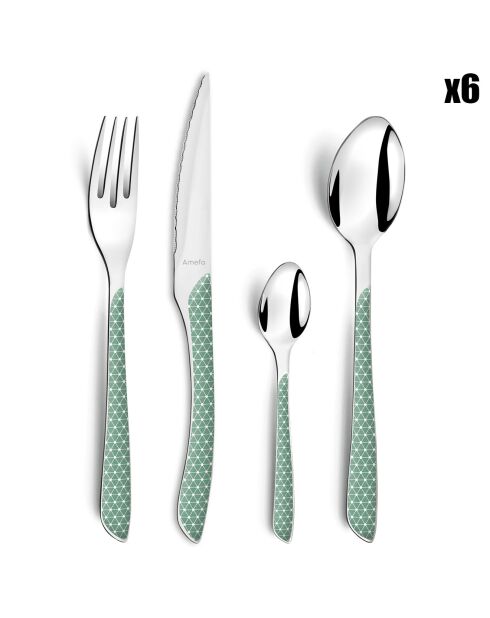 Ménagère Solstice vert/blanc - 24 pièces