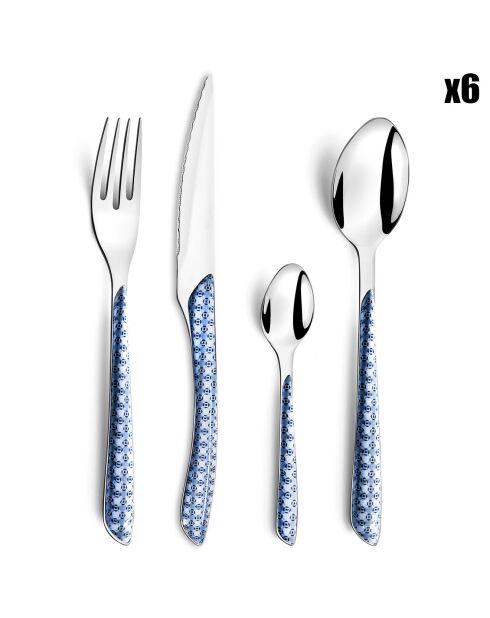 Ménagère Solstice Bohème bleue - 24 pièces