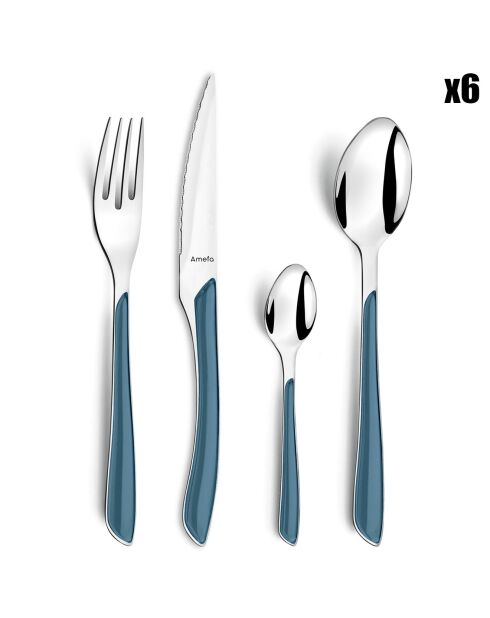 Ménagère Solstice bleu denim - 24 pièces