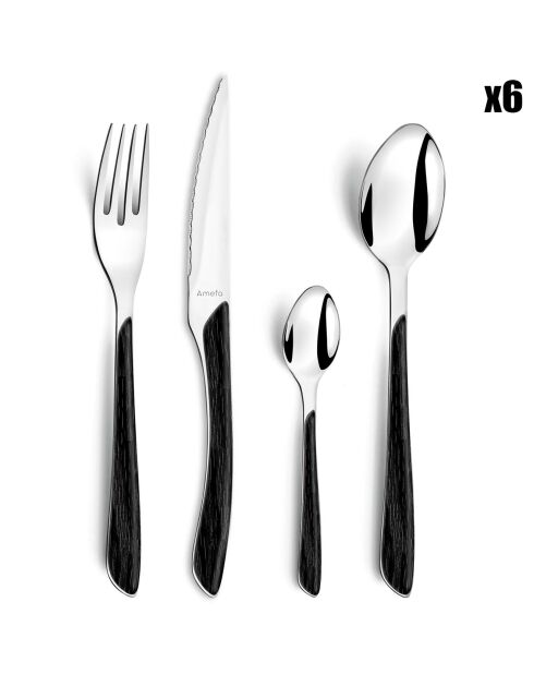 Ménagère Solstice bois noir - 24 pièces