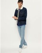 Veste en jean fourrée Sherpa bleu brut