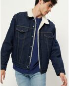 Veste en jean fourrée Sherpa bleu brut