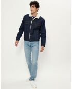 Veste en jean fourrée Sherpa bleu brut