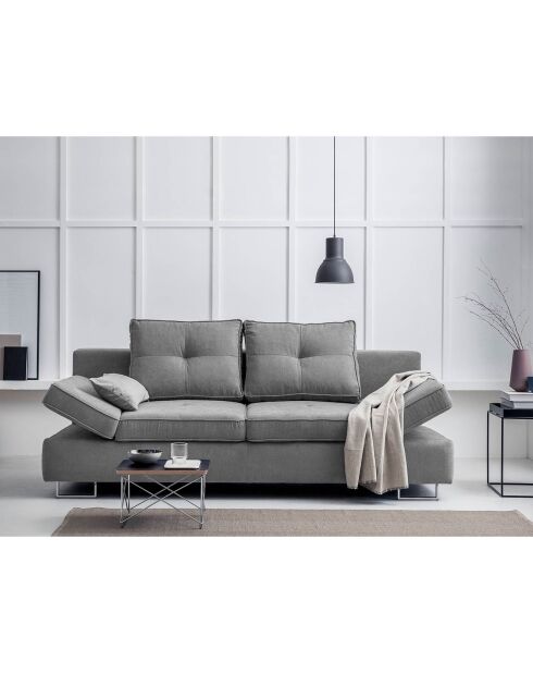 Canapé convertible avec coffre de rangement iota 2 places gris - 210x100x86 cm