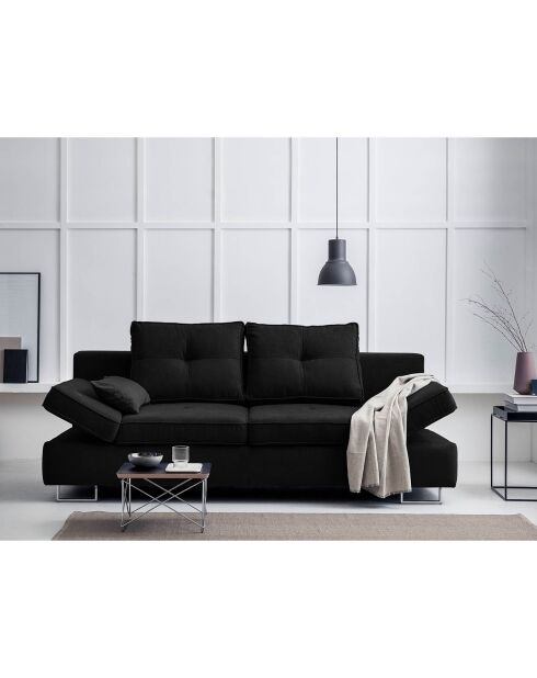 Canapé convertible avec coffre de rangement iota 2 places noir - 210x100x86 cm