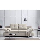Canapé convertible avec coffre de rangement iota 2 places beige - 210x100x86 cm