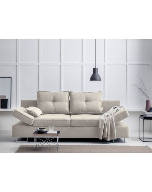 Canapé convertible avec coffre de rangement iota 2 places beige - 210x100x86 cm
