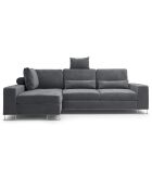 Canapé d'angle gauche velours convertible avec coffre Diane 4 places gris foncé - 260x188x87 cm
