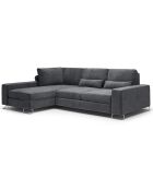 Canapé d'angle gauche velours convertible avec coffre Diane 4 places gris foncé - 260x188x87 cm
