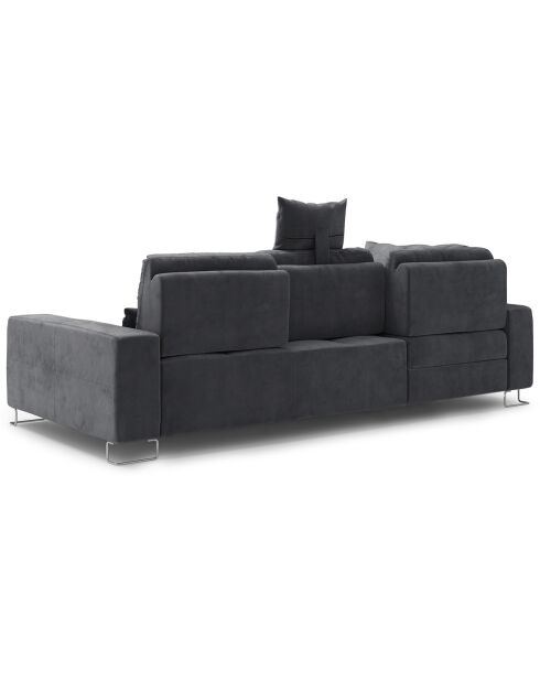 Canapé d'angle gauche velours convertible avec coffre Diane 4 places gris foncé - 260x188x87 cm
