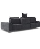 Canapé d'angle gauche velours convertible avec coffre Diane 4 places gris foncé - 260x188x87 cm