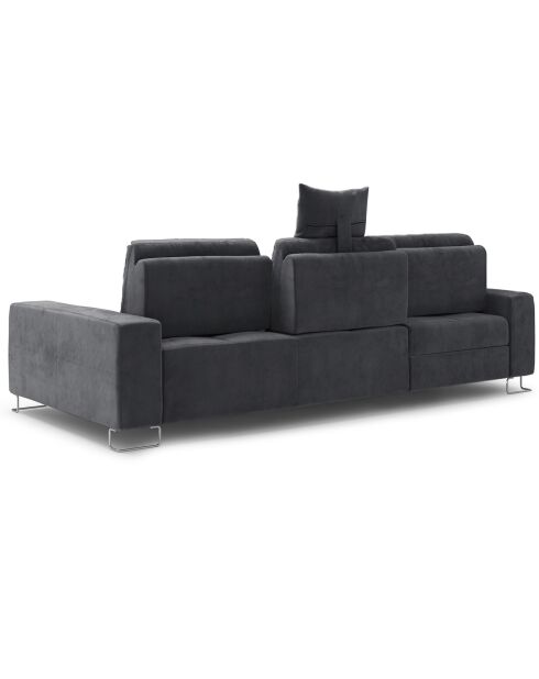Canapé d'angle gauche velours convertible avec coffre Diane 4 places gris foncé - 260x188x87 cm