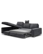 Canapé d'angle gauche velours convertible avec coffre Diane 4 places gris foncé - 260x188x87 cm