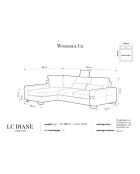 Canapé d'angle gauche velours convertible avec coffre Diane 4 places gris foncé - 260x188x87 cm