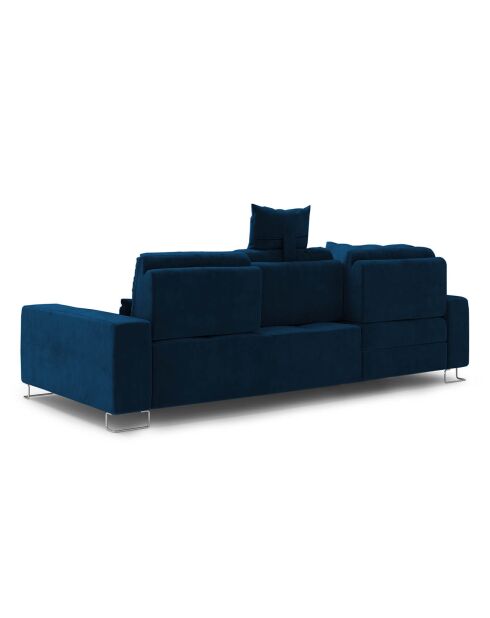 Canapé d'angle gauche velours convertible avec coffre de rangement Diane 4 places bleu roi - 260x188x87 cm
