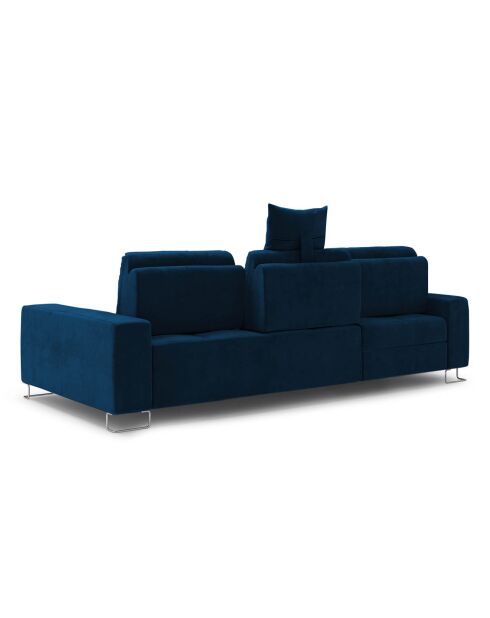 Canapé d'angle gauche velours convertible avec coffre de rangement Diane 4 places bleu roi - 260x188x87 cm
