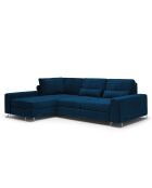 Canapé d'angle gauche velours convertible avec coffre de rangement Diane 4 places bleu roi - 260x188x87 cm