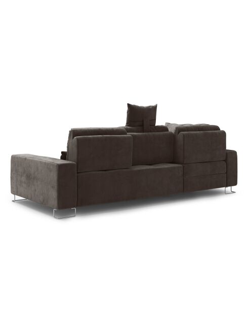 Canapé d'angle gauche velours convertible avec coffre de rangement diane 4 places marron foncé - 260x188x87 cm