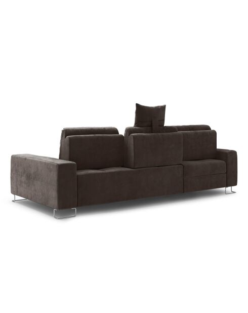 Canapé d'angle gauche velours convertible avec coffre de rangement diane 4 places marron foncé - 260x188x87 cm