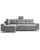 Canapé d'angle gauche velours convertible avec coffre de rangement diane 4 places gris - 260x188x87 cm