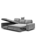 Canapé d'angle gauche velours convertible avec coffre de rangement diane 4 places gris - 260x188x87 cm