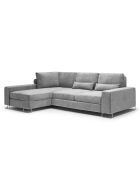 Canapé d'angle gauche velours convertible avec coffre de rangement diane 4 places gris - 260x188x87 cm