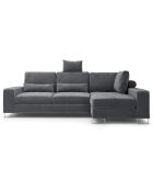 Canapé d'angle droit velours convertible avec coffre de rangement diane 4 places gris foncé - 260x188x87 cm