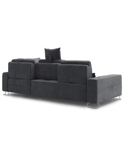 Canapé d'angle droit velours convertible avec coffre de rangement diane 4 places gris foncé - 260x188x87 cm