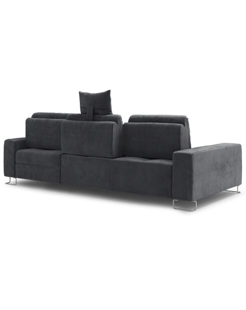 Canapé d'angle droit velours convertible avec coffre de rangement diane 4 places gris foncé - 260x188x87 cm