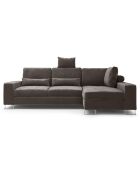 Canapé d'angle droit velours convertible avec coffre de rangement diane 4 places marron foncé - 260x188x87 cm